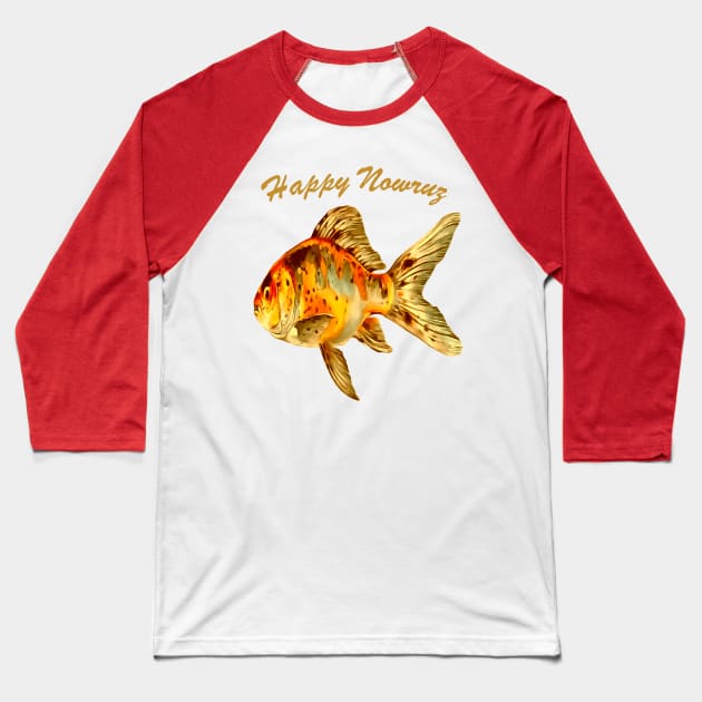 Elegant Happy Nowruz Goldfish Cat New Year Baseball T-Shirt by taiche